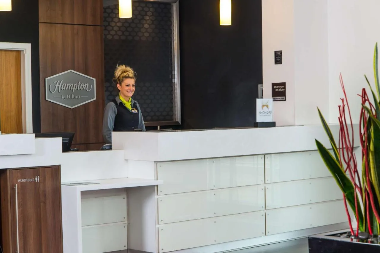 Reception counter inside the hotel lobby